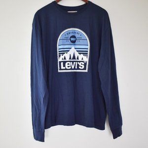 Levi's navy blue long sleeve tshirt with forest picture size XL unisex